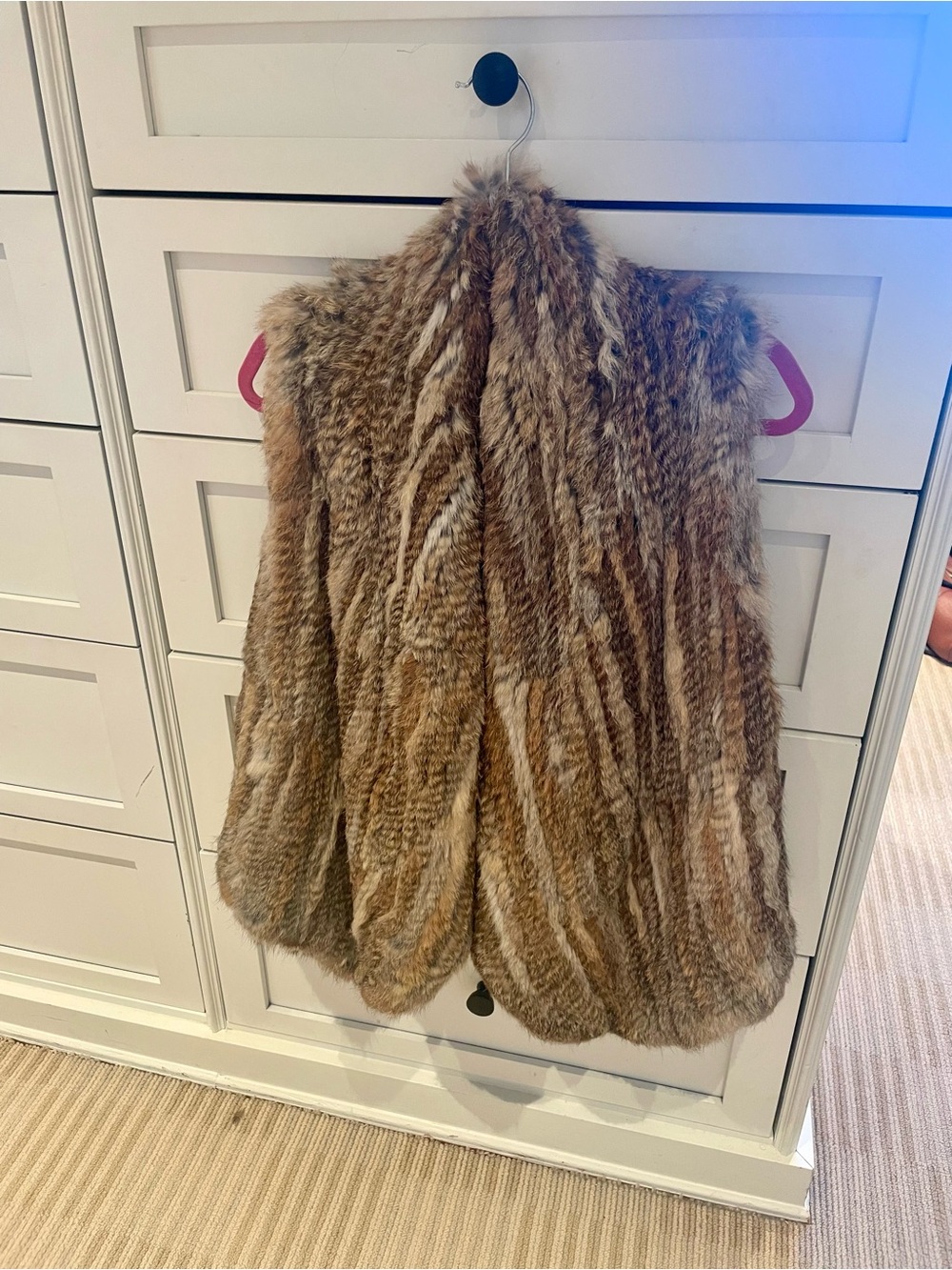 Alice + Olivia Natural Rabbit Fur Vest